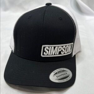 Simpson Racing Black & White Snapback Truckers Hat, Brand New